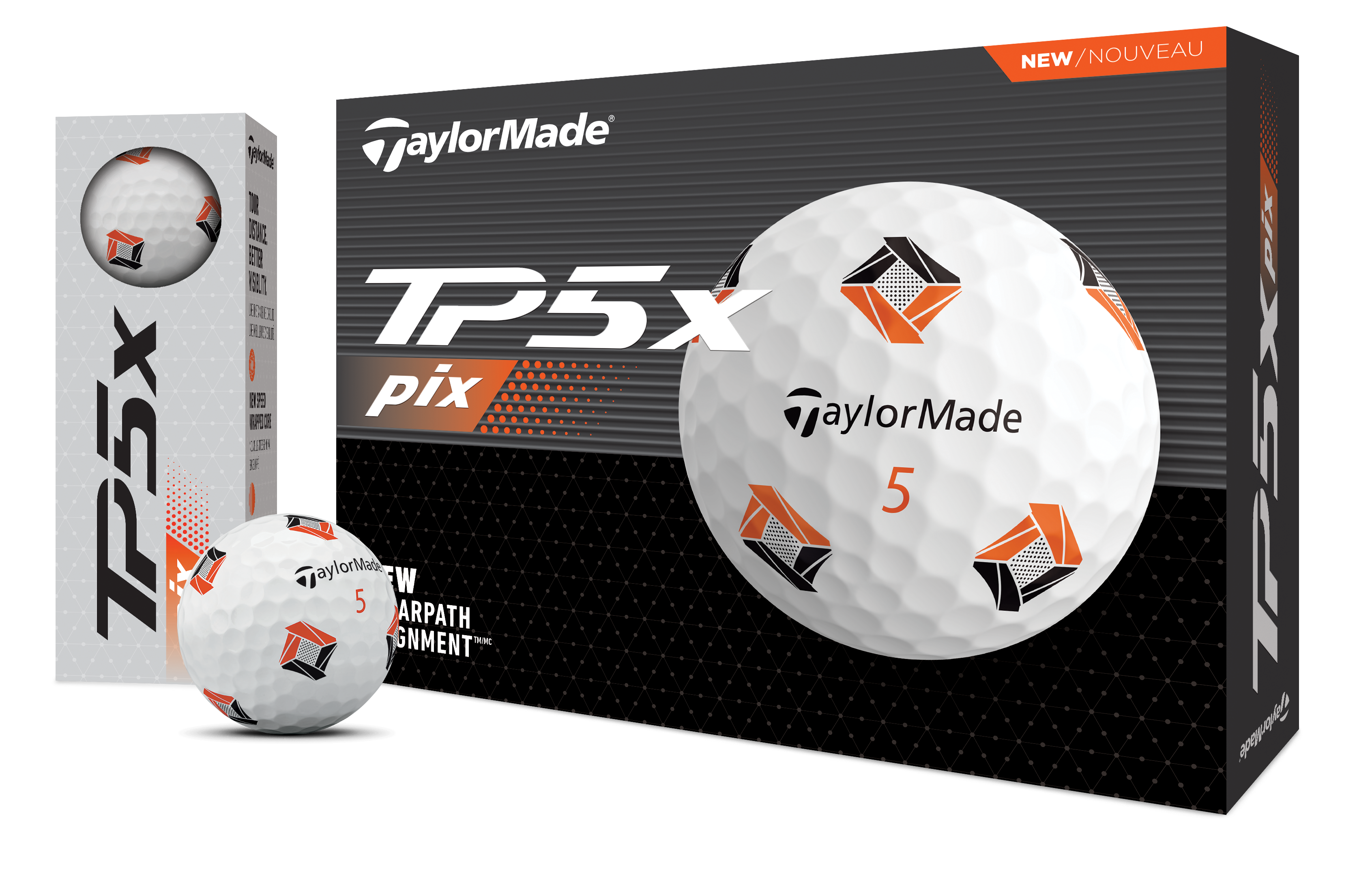 TaylorMade TP5X PIX Golf Balls - White / Dozen
